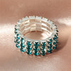 Women's Geometric Rhinestone Elastic Adjustable Ring Set Shiny Electroplated Fashion Statement Rings