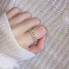 Women's Geometric Rhinestone Elastic Adjustable Ring Set Shiny Electroplated Fashion Statement Rings