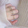 Women's Geometric Rhinestone Elastic Adjustable Ring Set Shiny Electroplated Fashion Statement Rings