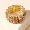 Women's Geometric Rhinestone Elastic Adjustable Ring Set Shiny Electroplated Fashion Statement Rings