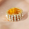 Women's Geometric Rhinestone Elastic Adjustable Ring Set Shiny Electroplated Fashion Statement Rings