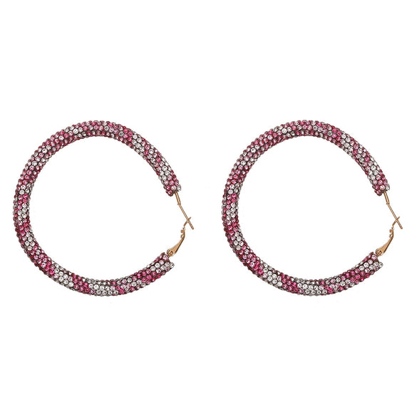 Women's Geometric Rhinestone Large Circle Purely Handmade Earrings