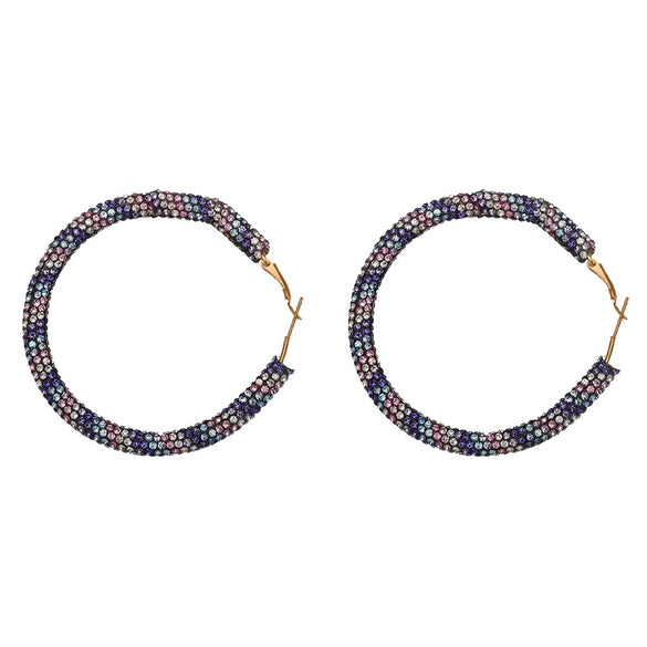 Women's Geometric Rhinestone Large Circle Purely Handmade Earrings