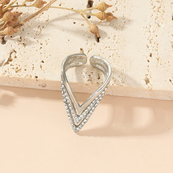 Women's Geometric Rhinestone Ring Electroplated Fashion Hand Jewelry With Modern Minimalist Style