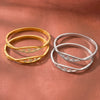 Women's Geometric Rhinestone Stainless Steel Bracelet With Gold Plated Finish And Colorfast Design