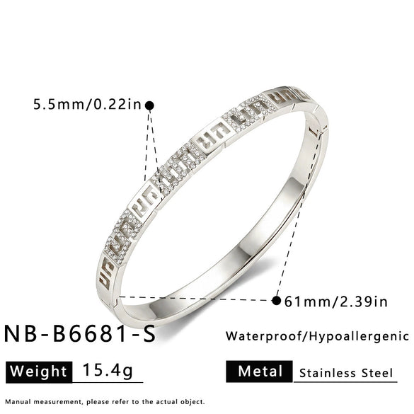 Women's Geometric Rhinestone Stainless Steel Bracelet With 18K Gold Plating Colorfast Simple Fashion Jewelry