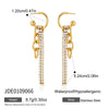 Women's Geometric Rhinestone Tassel Drop Earrings Stainless Steel Stud Earrings With Plated Finish Elegant Jewelry