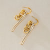 Women's Geometric Rhinestone Tassel Drop Earrings Stainless Steel Stud Earrings With Plated Finish Elegant Jewelry