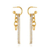 Women's Geometric Rhinestone Tassel Drop Earrings Stainless Steel Stud Earrings With Plated Finish Elegant Jewelry