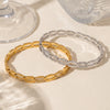 Women's Geometric Rhinestoneencrusted Stainless Steel Bracelet Fashionable Trendy Jewelry Accessory