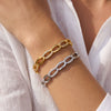 Women's Geometric Rhinestoneencrusted Stainless Steel Bracelet Fashionable Trendy Jewelry Accessory