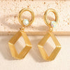 Women's Geometric Rhombus Zircon Earrings With Alloy Electroplated Finish And Stainless Steel Ear Needles Fashion Jewelry Wholesale