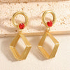 Women's Geometric Rhombus Zircon Earrings With Alloy Electroplated Finish And Stainless Steel Ear Needles Fashion Jewelry Wholesale