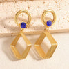 Women's Geometric Rhombus Zircon Earrings With Alloy Electroplated Finish And Stainless Steel Ear Needles Fashion Jewelry Wholesale