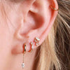 Women's Geometric Round And Marquise Zircon Inlaid Copper Earrings With Silver Needles Electroplated Light Luxury Stacked Earrings