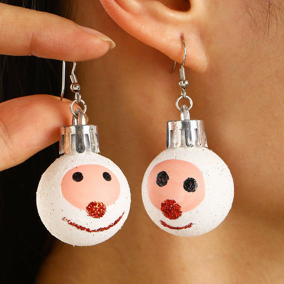 Women's Geometric Round Ball Drop Earrings With Glittery Gold And Red Design Steel Ear Hooks For Festive Parties