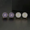 Women's Geometric Round Copper Earrings With Zircon Inlay And Electroplated Finish Fashion Jewelry Wholesale
