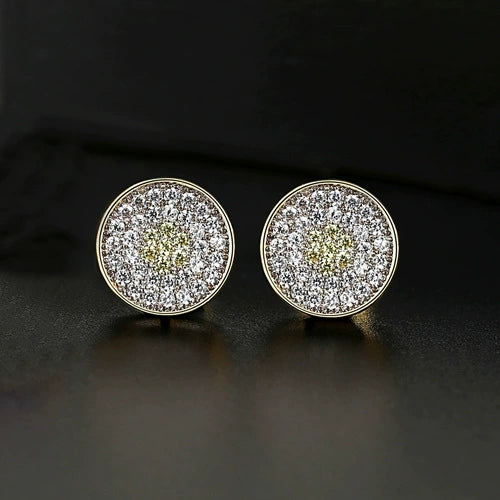 Women's Geometric Round Copper Earrings With Zircon Inlay And Electroplated Finish Fashion Jewelry Wholesale