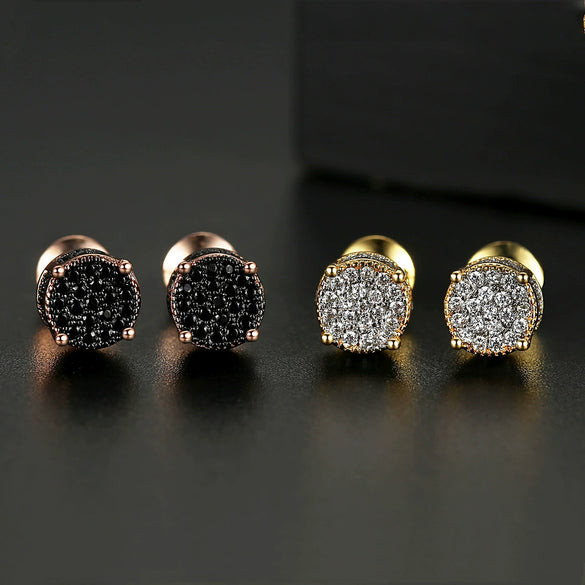 Women's Geometric Round Copper Earrings With Zircon Inlay Original Design Fashion Jewelry For Wholesale