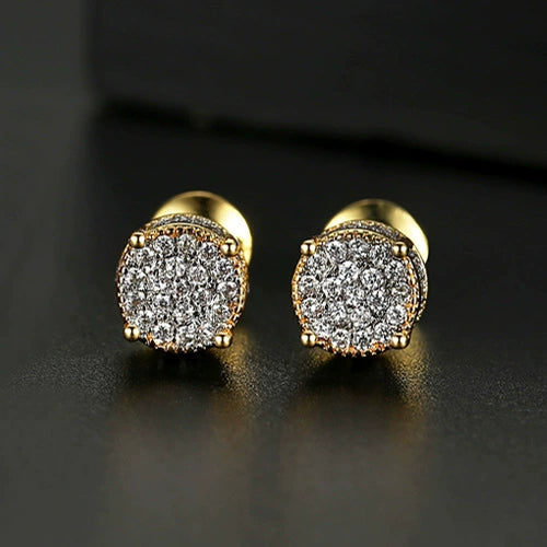 Women's Geometric Round Copper Earrings With Zircon Inlay Original Design Fashion Jewelry For Wholesale