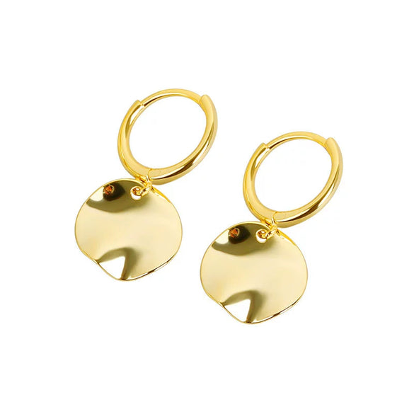 Women's Geometric Round Disc And Irregular Face Earrings In S925 Sterling Silver With Electroplated Finish