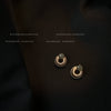 Women's Geometric Round Pearl Earrings Copper Electroplated Simple Elegant All Match Stud Earrings With Silver Needle