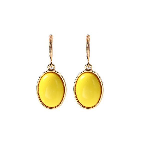 Women's Geometric Round Resin And Acrylic Stud Earrings With Gemstone Embellishment Retro Elegant Jewelry