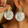 Women's Geometric Round Statement Earrings With Retro Textured Electroplated Metal Finish