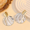 Women's Geometric Round Statement Earrings With Retro Textured Electroplated Metal Finish