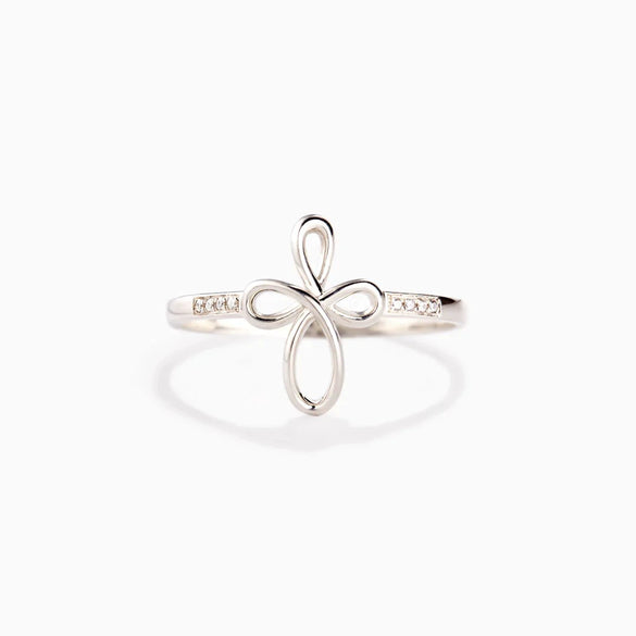 Women's Geometric S925 Sterling Silver Cross Zircon Ring With Electroplating