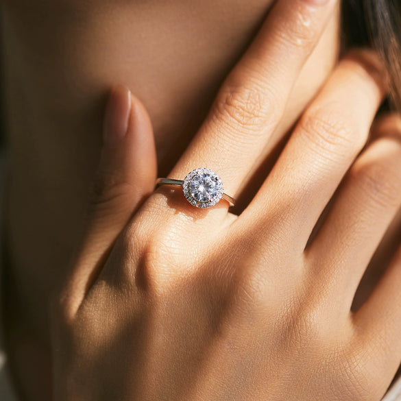 Women's Geometric S925 Sterling Silver Inlaid Zircon Ring