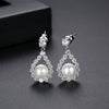 Women's Geometric Shell Pearl And Zircon Earrings With Electroplated Copper Design Fashion Jewelry Accessories