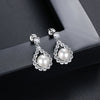 Women's Geometric Shell Pearl And Zircon Earrings With Electroplated Copper Design Fashion Jewelry Accessories