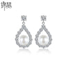 Women's Geometric Shell Pearl And Zircon Earrings With Electroplated Copper Design Fashion Jewelry Accessories