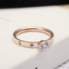Women's Geometric Six Claw Titanium Steel Ring With Rose Gold Electroplated Finish Fashion Stainless Steel Jewelry
