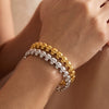 Women’s Geometric Skull Pattern Stainless Steel Bracelet With Gold Plated Finish Stylish Simple Niche Jewelry
