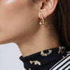 Women's Geometric Snakeshaped Stainless Steel And Titanium Steel Earrings With Diamond Encrusted And Pvd Furnace Vacuum Real Gold Plating