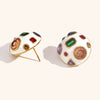 Women's Geometric Spherical Statement Earrings In Electroplated Stainless Steel With Colorful Zircon Accents