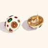 Women's Geometric Spherical Statement Earrings In Electroplated Stainless Steel With Colorful Zircon Accents