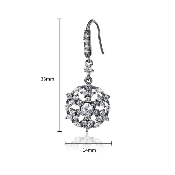 Women's Geometric Spherical Zircon Ear Hook Earrings In Electroplated Copper Single Row Black Fashion Jewelry