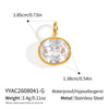 Women's Geometric Square And Teardrop Cubic Zirconia Pendant Necklace In Vacuumelectroplated Stainless Steel