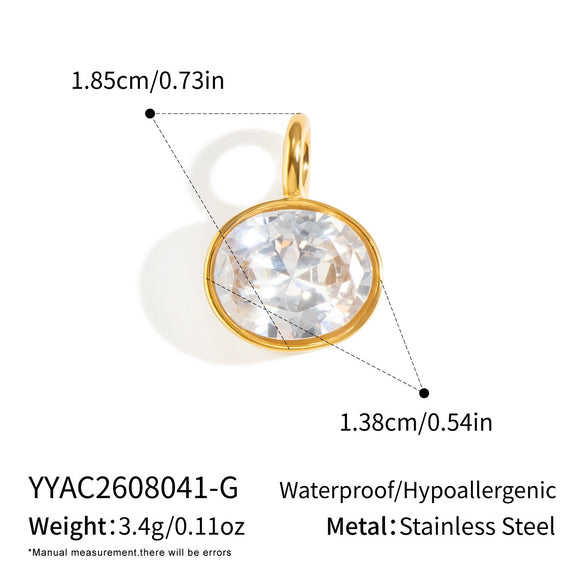 Women's Geometric Square And Teardrop Cubic Zirconia Pendant Necklace In Vacuumelectroplated Stainless Steel