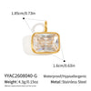 Women's Geometric Square And Teardrop Cubic Zirconia Pendant Necklace In Vacuumelectroplated Stainless Steel
