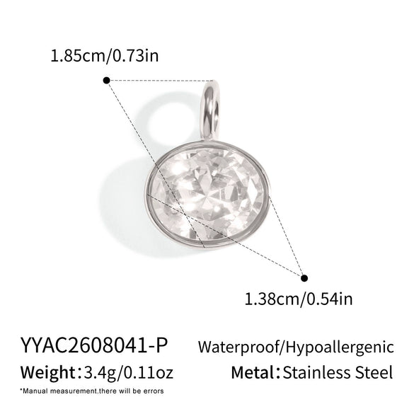 Women's Geometric Square And Teardrop Cubic Zirconia Pendant Necklace In Vacuumelectroplated Stainless Steel