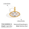 Women's Geometric Square And Teardrop Cubic Zirconia Pendant Necklace In Vacuumelectroplated Stainless Steel