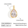 Women's Geometric Square And Teardrop Cubic Zirconia Pendant Necklace In Vacuumelectroplated Stainless Steel