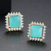 Women's Geometric Square Blue Zircon Earrings Electroplated Copper Fashion Jewelry