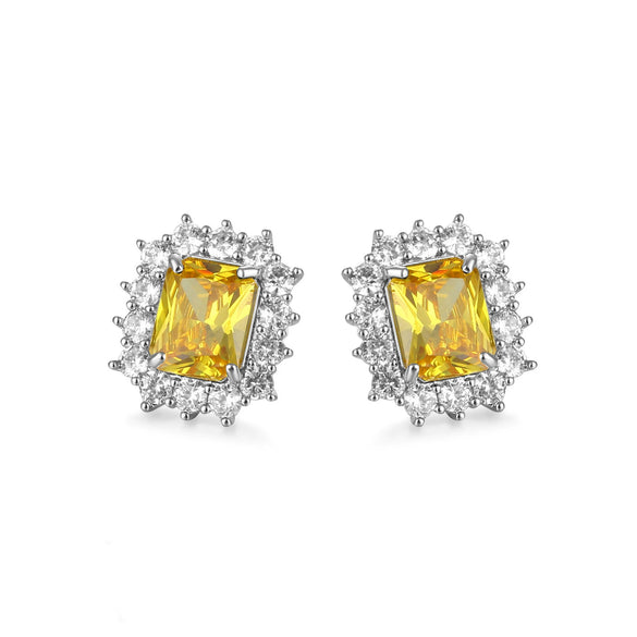 Women's Geometric Square Earrings In Environmental Protection Copper With Inlaid Colorful Zircon Antique Style Jewelry