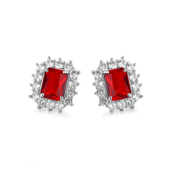 Women's Geometric Square Earrings In Environmental Protection Copper With Inlaid Colorful Zircon Antique Style Jewelry