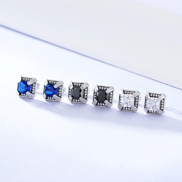 Women's Geometric Square Micro Inlaid Zircon Earrings In S925 Sterling Silver Fashion Jewelry